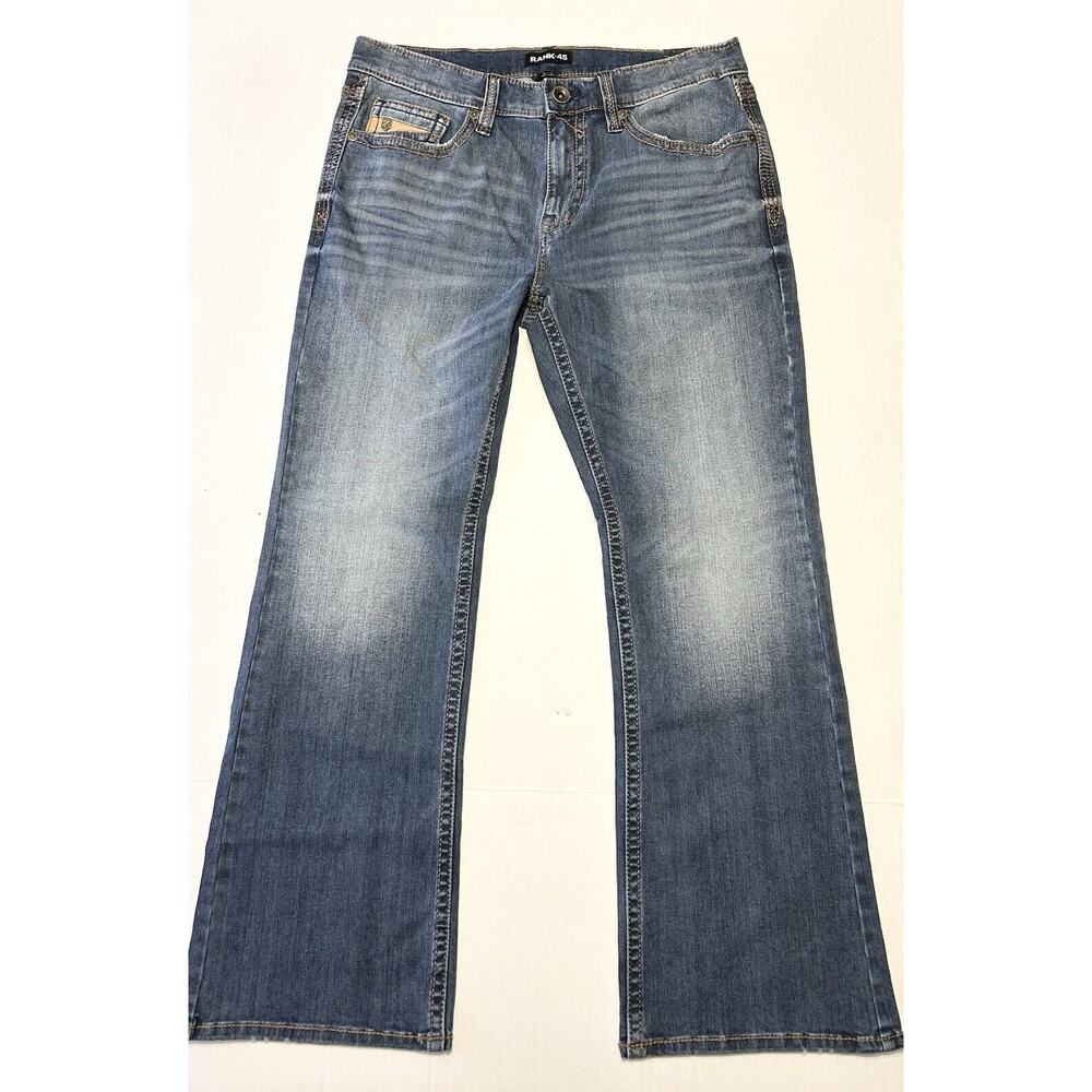 Men’s Rank 45 Jeans 36x30 Slim Fit Bootcut Western Pants Thick Stitch NWT